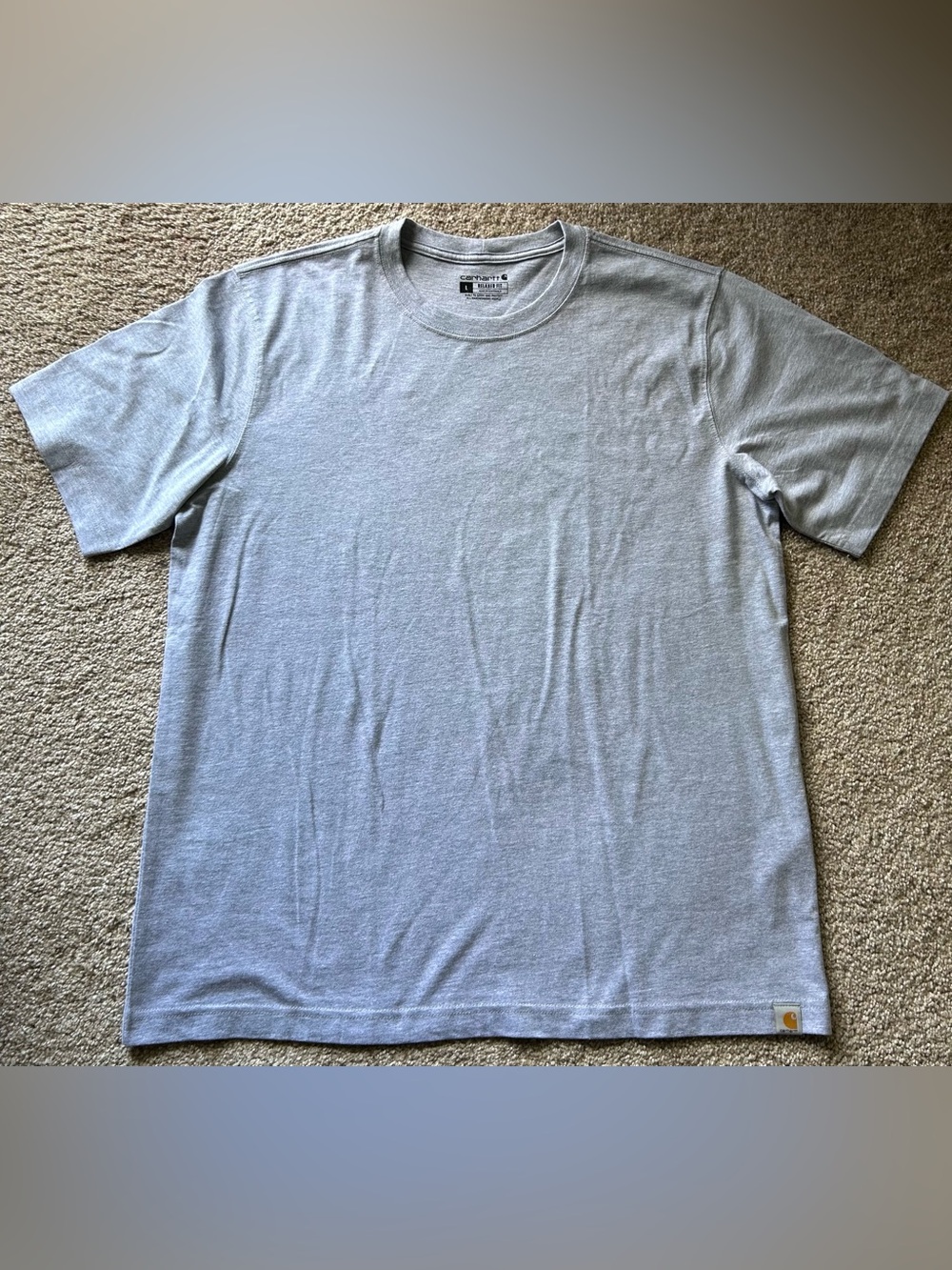 Carhartt Men’s Relaxed Fit Graphic Logo Crew Neck T-Shirt Gray Size L